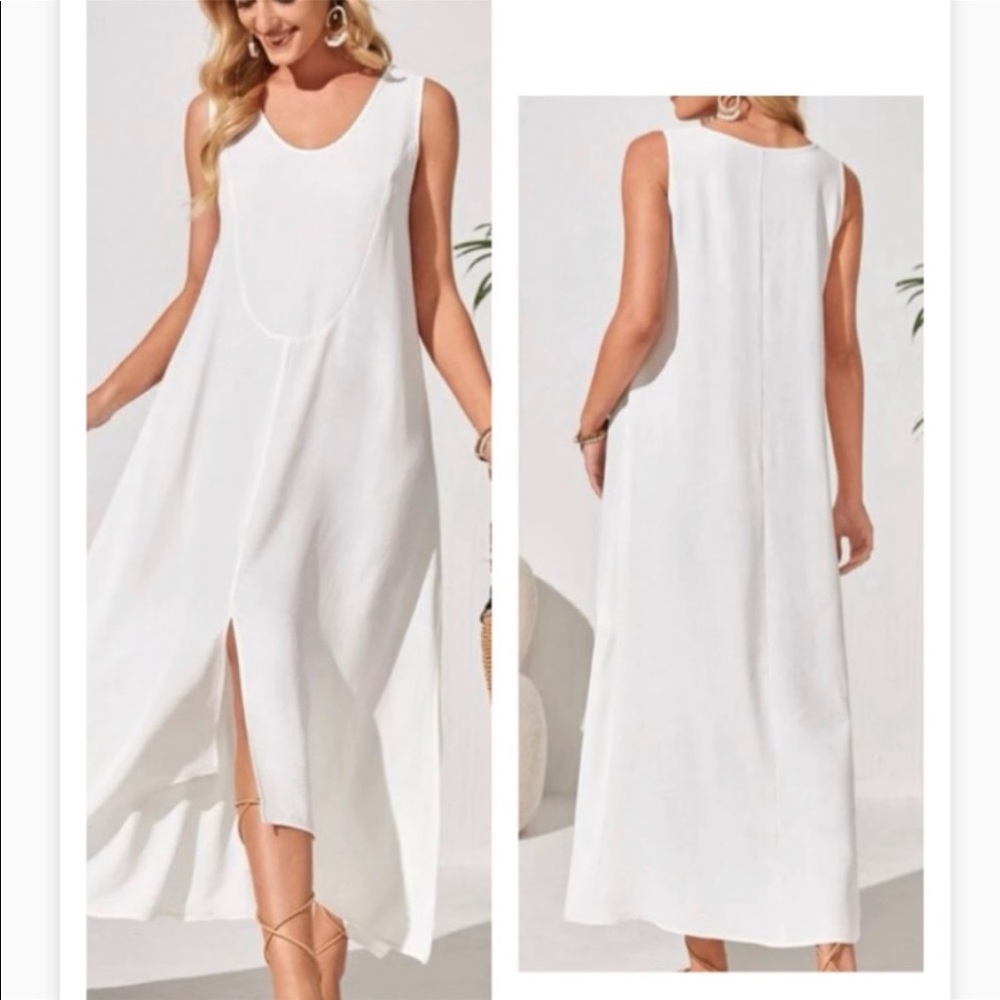 Emery Rose Boho Sleeveless Tank Style Hi-Lo Tunic Maxi Dress - Picture 1 of 6